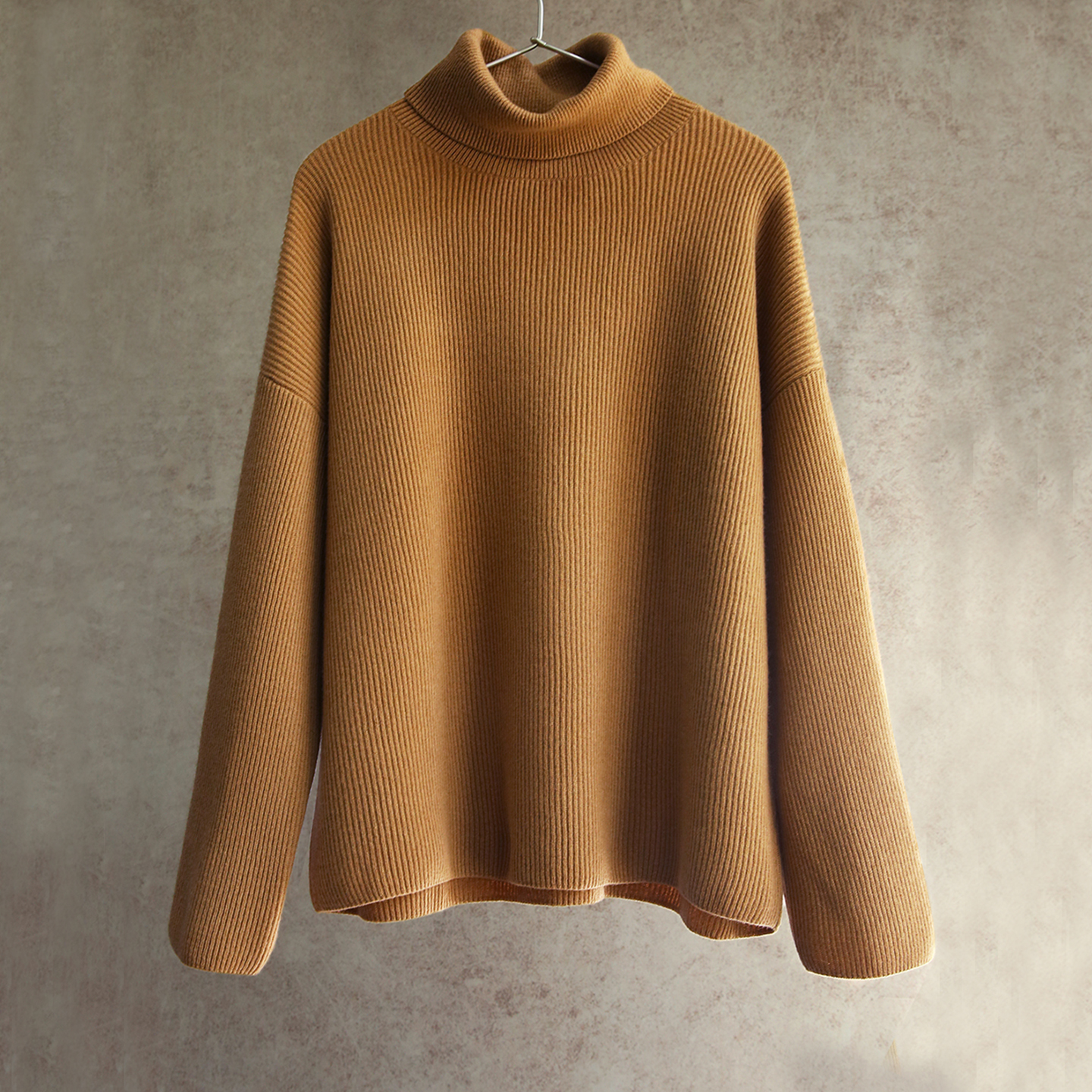 云芝元 秋冬新款康赛妮卡其色高领纯羊绒高领松弛套头衫1115-M