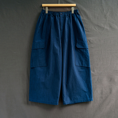 云芝元 设计师秋款兰公子桑蚕丝亚麻棉宽松休闲百搭工装裤2901-S