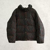 云芝元 冬款 进口印花灯芯绒纯棉95白鹅绒连帽拉链女士羽绒服3001M