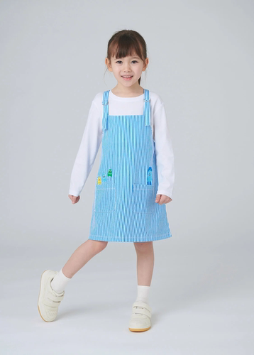 graniph 全棉条纹女童卡通背带连衣裙