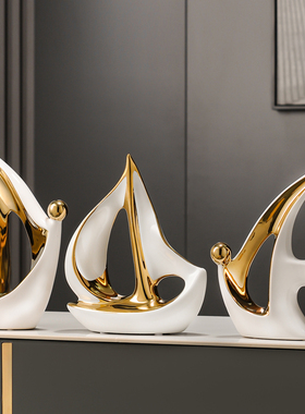 招财鱼玄关摆件轻奢高档客厅酒柜办公室桌面电视柜装饰品年年有余