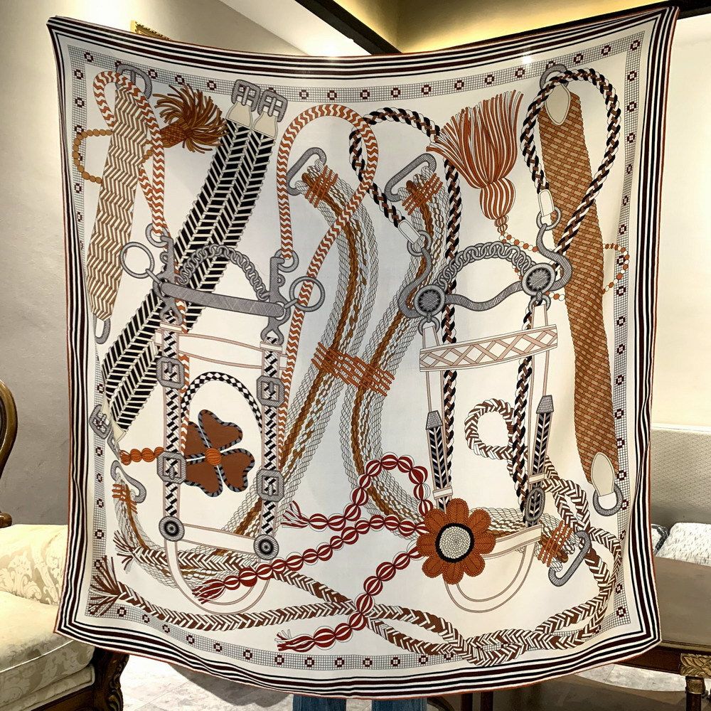 135cm大方巾真丝羊毛欧美双面异色秋冬保暖丝毛围巾大披肩高级感