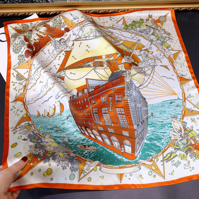 68cm欧美真丝中方巾航海乘风围巾