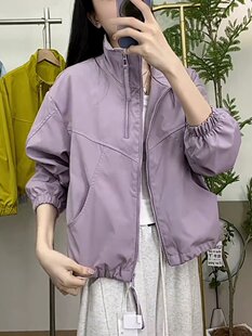 大码外套女短款冲锋衣2025秋新款上衣拉链褂子宽松显瘦百搭200斤