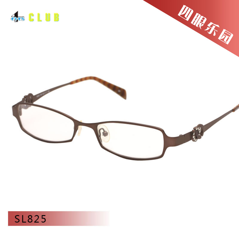 四眼乐园时尚金属镂空镶钻镜腿全框合金女款光学近视眼镜架 SL825