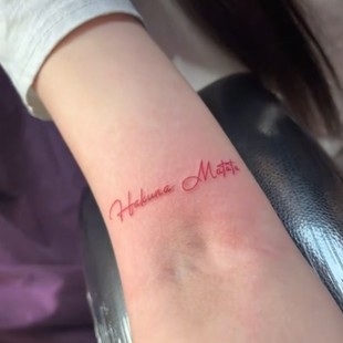 防水持久 红色英文字手臂网红同款 Hakuna matata草本果汁纹身贴