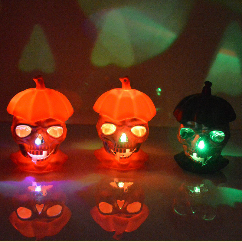 万圣节南瓜灯幼儿园酒吧恐怖氛围场景布置装饰品发光南瓜鬼头灯饰