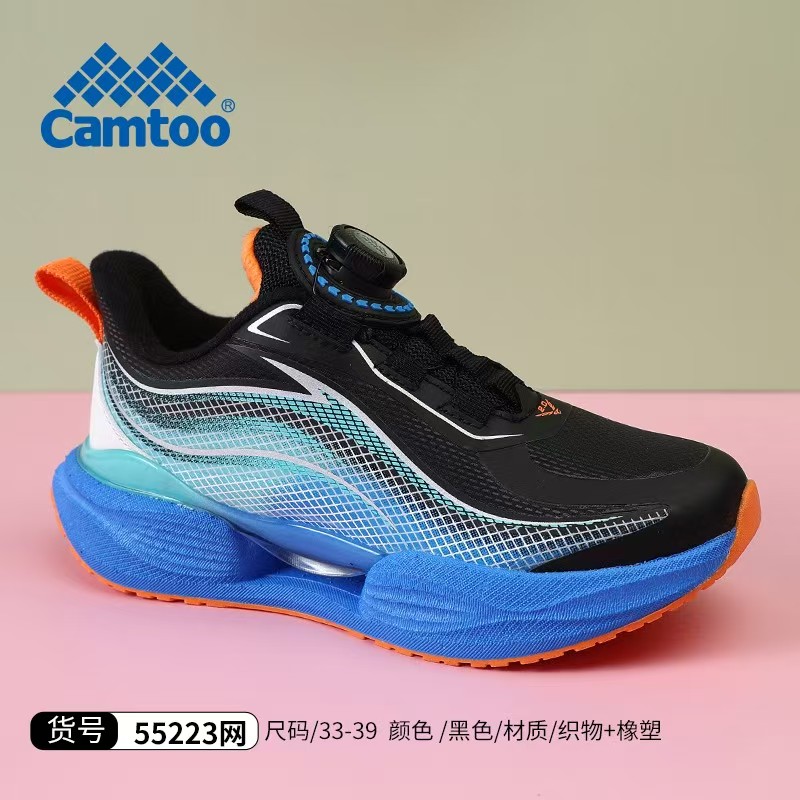 卡途童鞋2025秋冬季儿童网面蛐蛐绒运动鞋男女童学生旋转扣跑步鞋