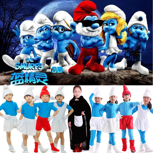 新款演出服儿童蓝精灵爸爸舞蹈服