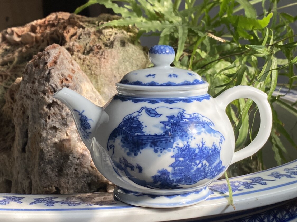 小雅青花壶 景德镇全手工  阮定荣造 一叶知秋  茶壶 茶杯 茶器