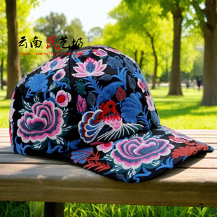 杨丽萍民族鸭舌帽绣花棒球帽遮阳女士田园风韩版休闲防晒帽子百搭