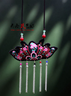 云南民族挂件绣花复古风长款刺绣饰品手工项链中长款配饰毛衣流苏