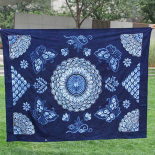 云南大理周城古法扎染桌布茶几布手工扎染壁挂布民族家居装饰布艺