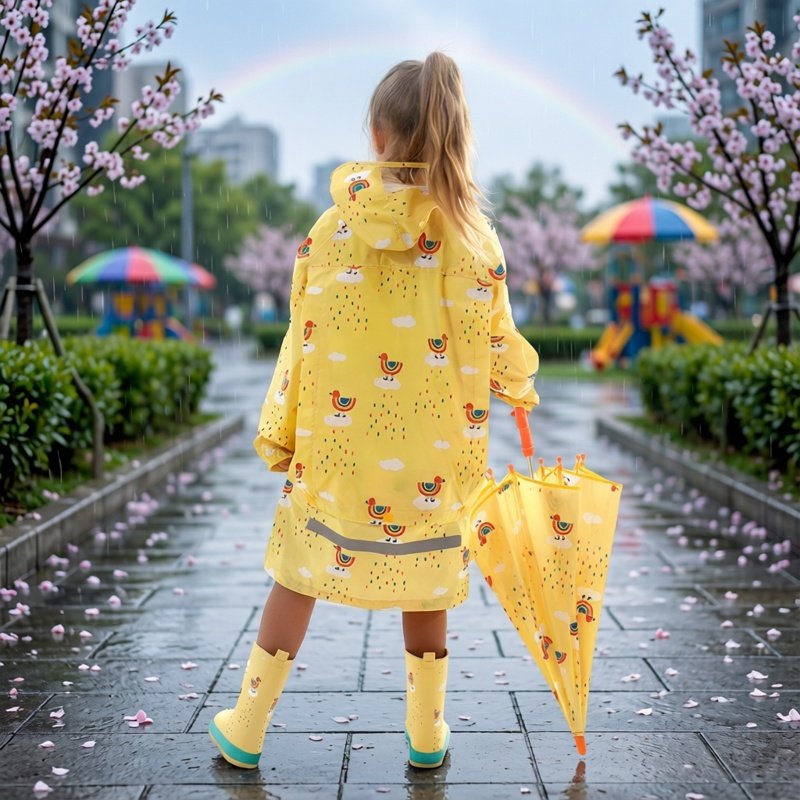 潮流轻薄透气幼儿园宝宝秋冬幼儿园雨衣大帽檐INS风儿童防水披
