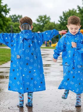卡通通宝大帽檐儿童雨衣