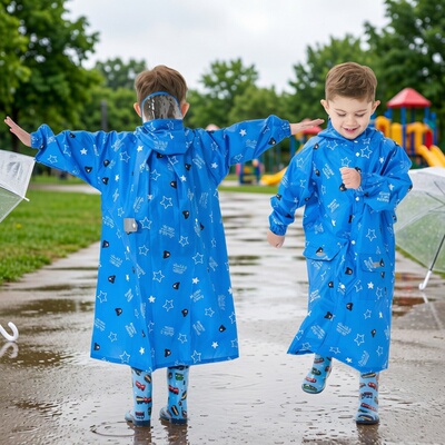 卡通通宝大帽檐儿童雨衣