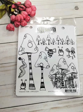 Dylusions 蘑菇地 Toadstool Town art journal 进口橡皮印章