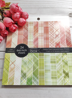 Memory Box 珊瑚绿色格子 Madras Plaid Coral and Green 纸本