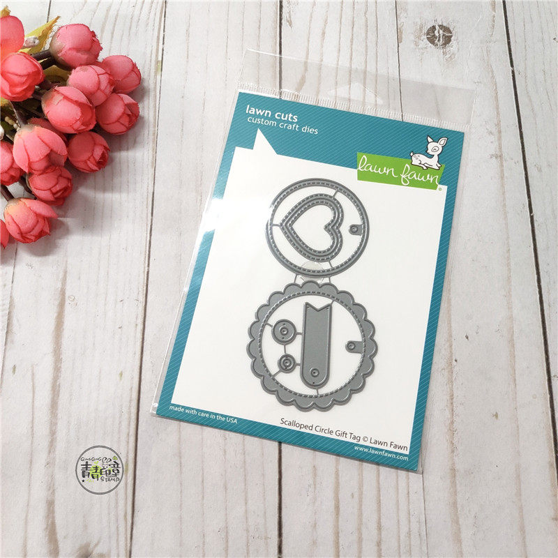 lawn fawn 礼品小圆签 scalloped circle gift tag 进口切模
