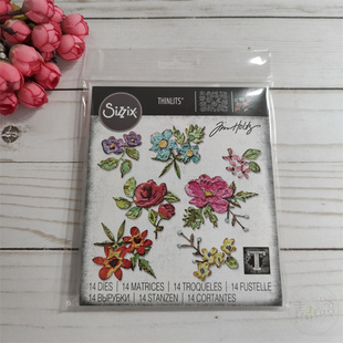 Mini Sizzix Flowers Brushstroke 进口切模 迷你画笔花