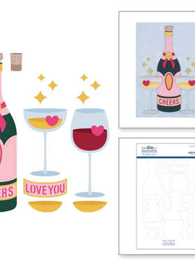 Spellbinders 品味人生酒瓶玻璃杯切模 Cheers to us