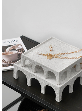 设计师款创意拱门脚多功能装饰托盘玄关茶几书柜装饰品摆件