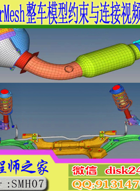 HyperMesh整车仿真模型连接约束前处理模型搭建处理视频教程全套
