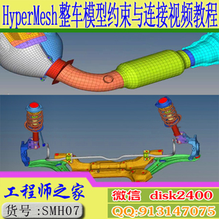 HyperMesh整车仿真模型连接约束前处理模型搭建处理视频教程全套