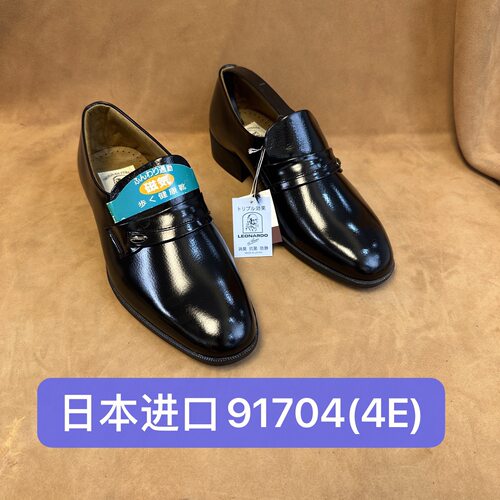 日产91704(4E)撤柜日本进口男士Leonardo 一脚蹬皮鞋进口牛皮AA30