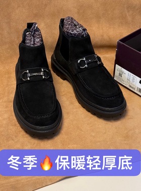 撤柜37 38 39 40品牌高端男士冬季保暖皮鞋进口反绒牛皮超轻底H07