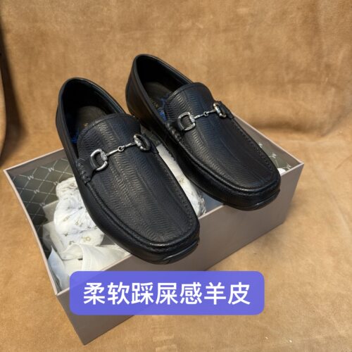 断码38 43撤高端男士一脚蹬豆豆皮鞋进口头层羊皮踩屎感GY7