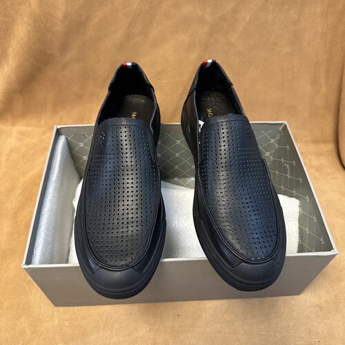 断码38码撤柜品牌高端男士夏季冲孔一脚蹬皮凉鞋鞋头层牛皮M113
