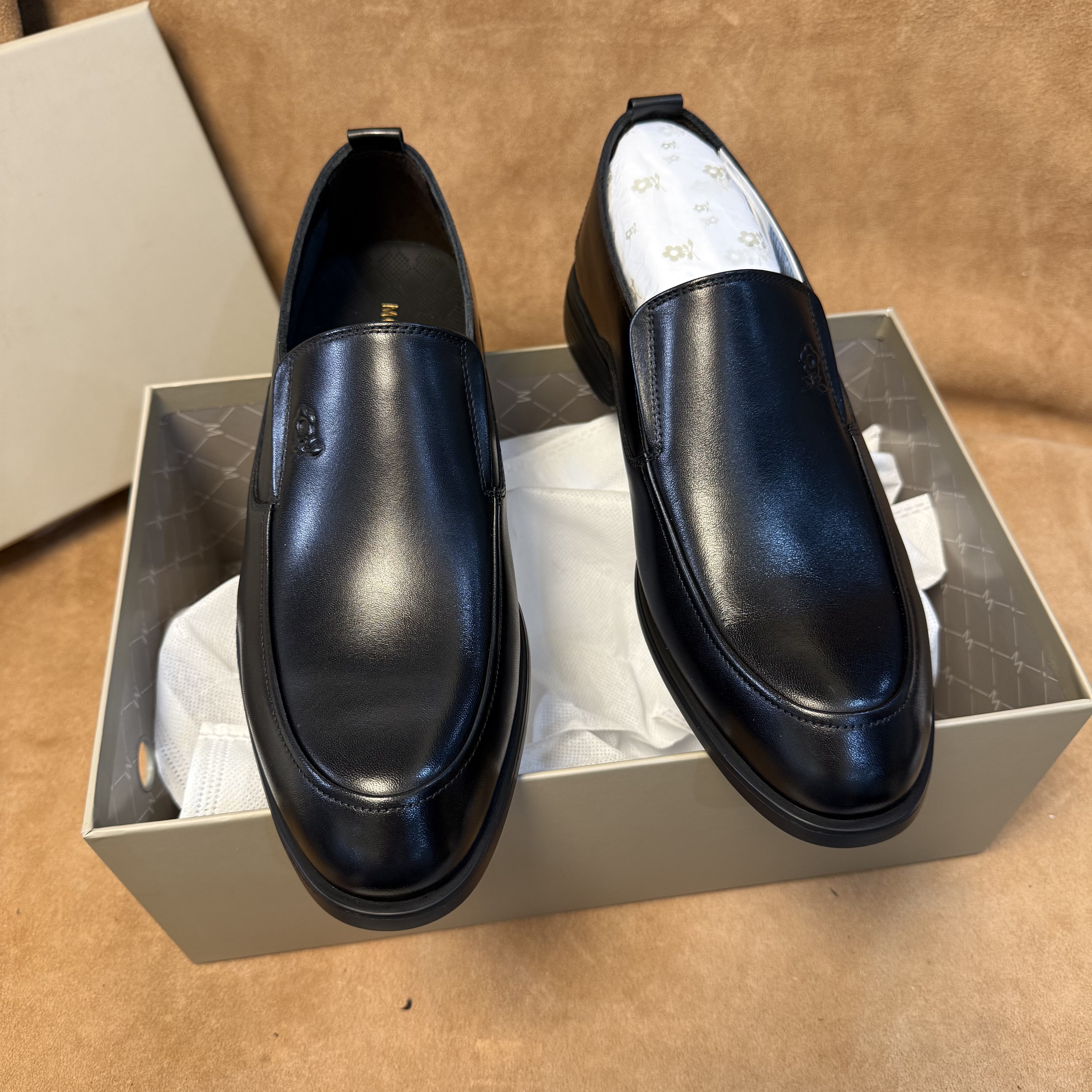 断码撤柜法国品牌男士高端一脚蹬商务正装皮鞋头层小牛皮轻底GY10