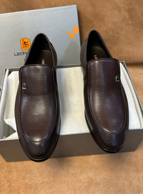 撤柜意大利品牌Leonardo男士一脚蹬棕色皮鞋进口头层牛皮AA41