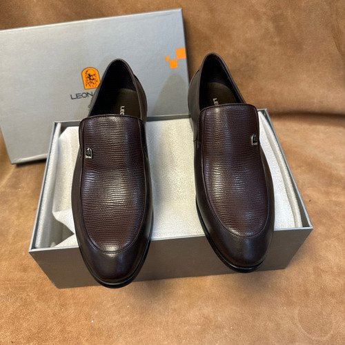 撤柜394043意大利品牌Leonardo男一脚蹬棕色皮鞋进口头层牛皮AA41