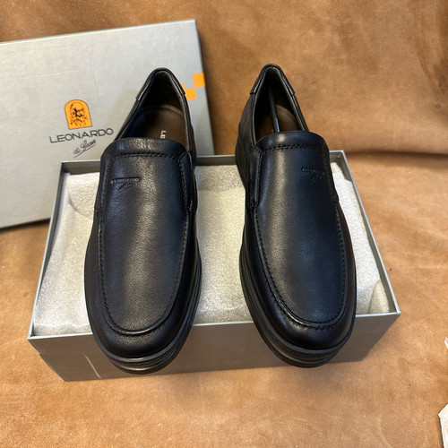 断码39 40 42 4344意大利品牌Leonardo男一脚蹬皮鞋头层牛皮AA33