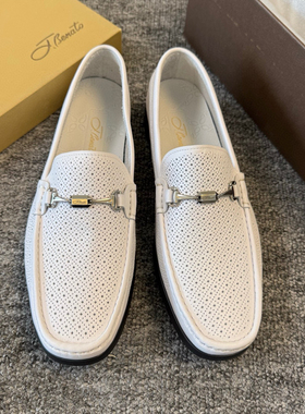 断码42撤柜品牌宾男士夏季一脚蹬白色豆豆皮凉鞋头层牛皮软底N364