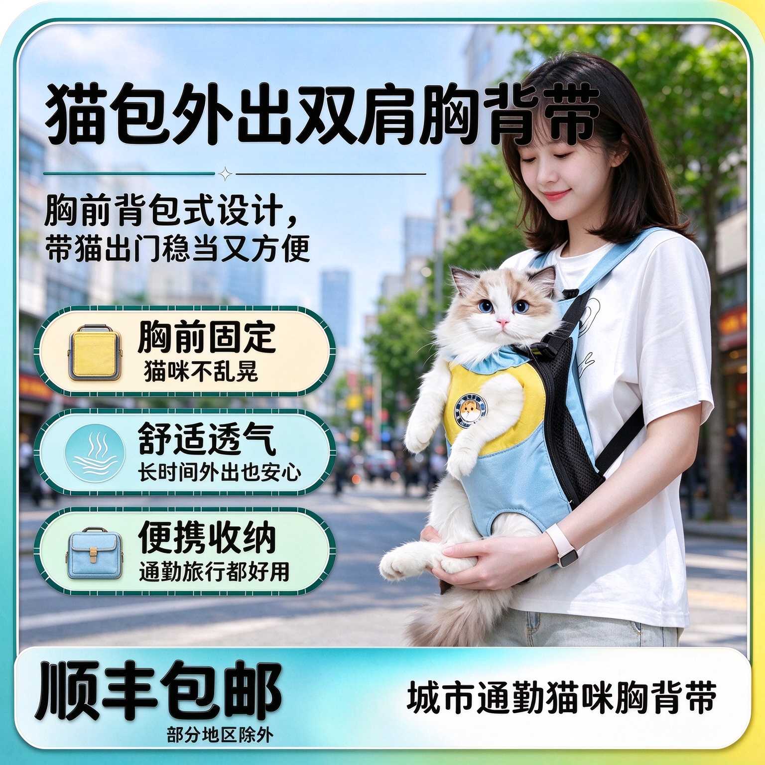 猫包外出双肩便携胸背带宠物背包背狗神器猫咪犬携带胸前猫包
