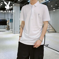 Playboy Áo thun nam tay ngắn mùa hè Hồng Kông Phiên bản nửa tay áo Xu hướng áo sơ mi nam Lapel POLO Áo sơ mi hàng đầu - Polo áo polo tay dài