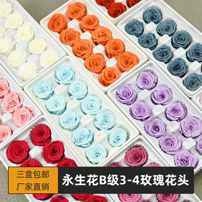永生花B级3-4玫瑰花头10朵/盒
