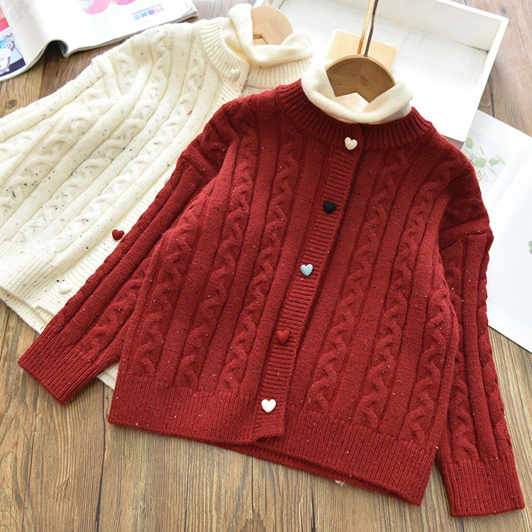 女童洋气时髦彩纱假两件小香风单排扣毛衣儿童针织衫新年款24冬