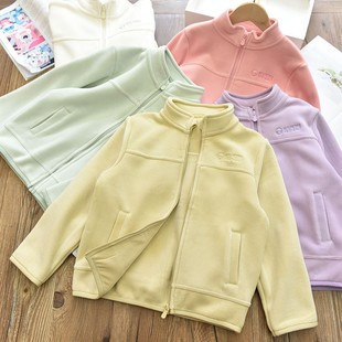 厚实双面密密绒男女童立领保暖加厚字母外套儿童校服神器上衣春秋