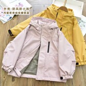 女童户外防风加绒保暖连帽冲锋衣中大儿童休闲百搭外套2026早春秋