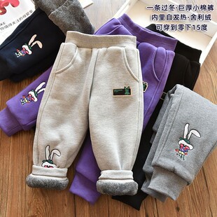超值一条过冬大棉裤女童兔子夹棉加厚运动卫裤宝宝加绒休闲裤