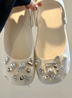 洞洞鞋鞋扣装饰配件合金水钻珍珠装饰洞洞鞋配件适配crocs鞋面