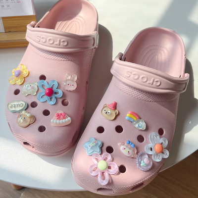 适配crocs洞洞鞋配饰鞋花装饰配件diy可拆卸卡通兔子花朵装饰扣