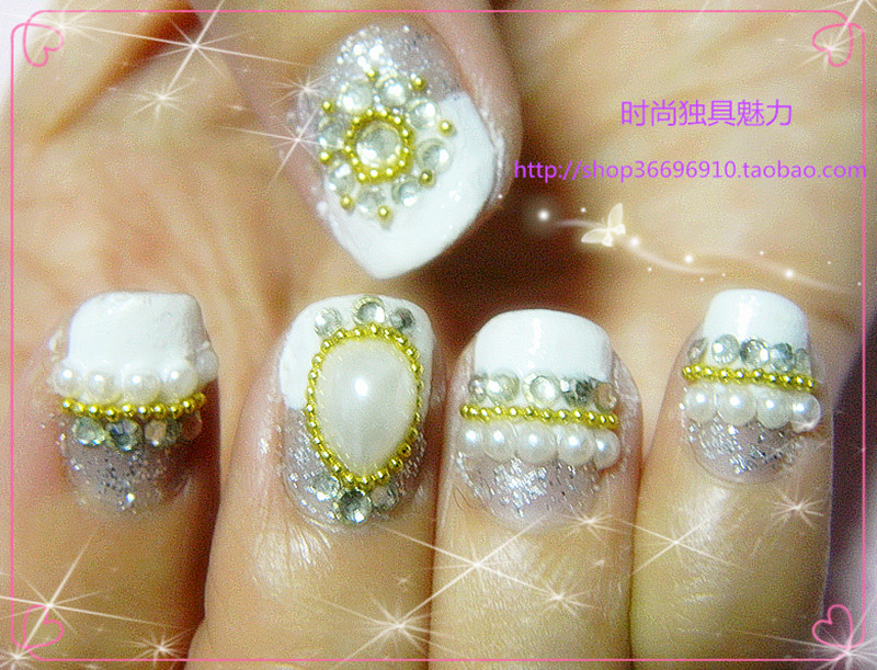 法式包邮可拆卸网红光疗手工新娘假指甲穿戴美甲贴片甲片成品可爱