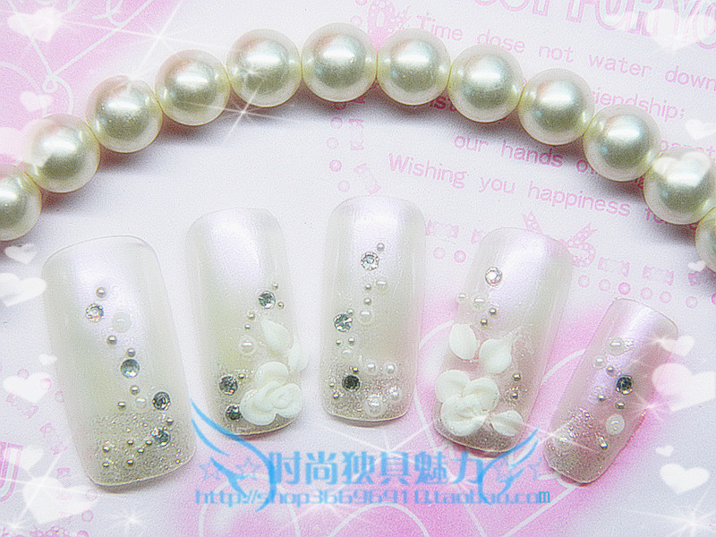 包邮雕花显白网红可拆卸光疗手工新娘假指穿戴甲美甲贴片成品可爱