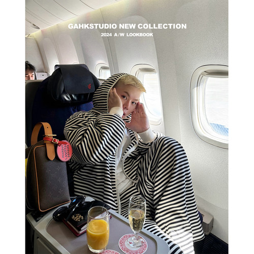 GAHKSTUDIO24秋冬松弛感条纹宽松超大套装