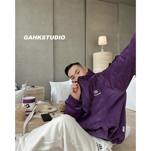 灯芯绒夹棉夹克2色复古潮男
